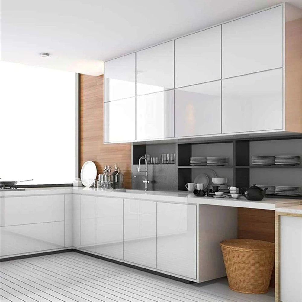 PVC Pearl Waterproof Wallpaper – DIY Self-Adhesive Black/White High Gloss Wall & Furniture Stickers