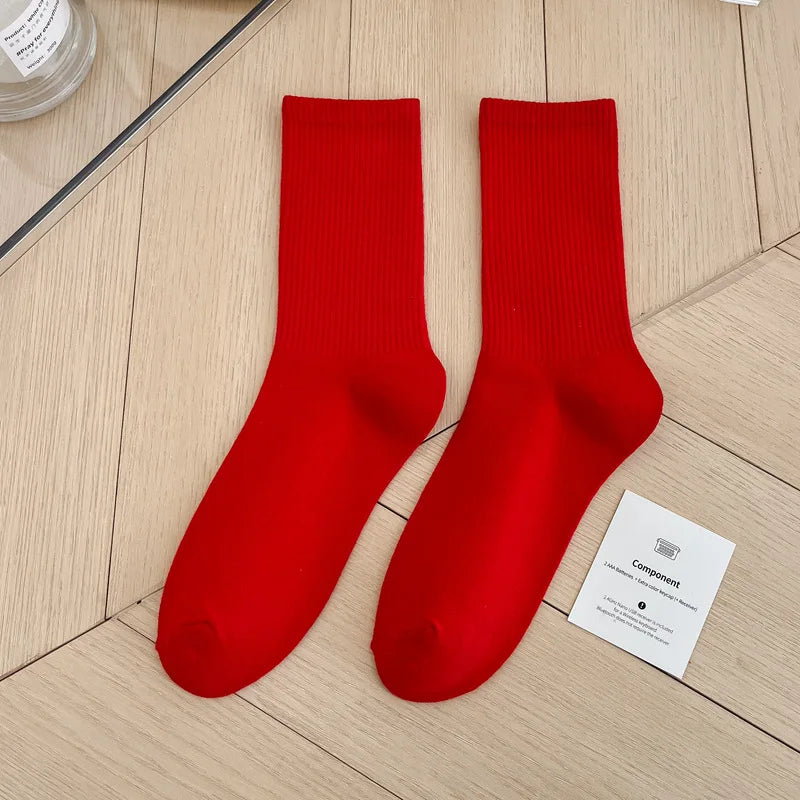 Japanese Fashion Sports Socks – Unisex Cotton Street Style Crew Socks for Autumn & Winter