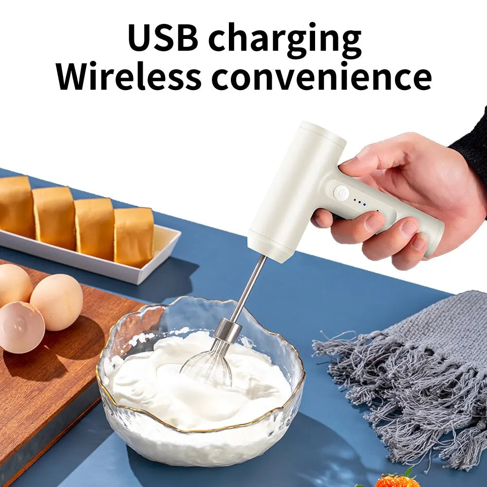 Wireless 3-Speed Electric Food Mixer Portable Egg Beater for Baking