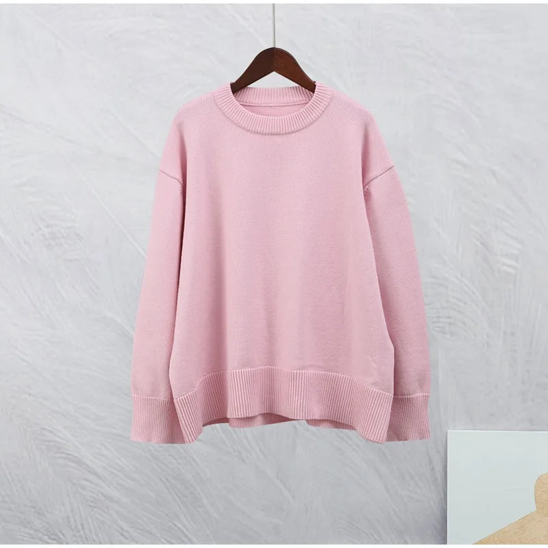 Tossy Pink Knit Sweater – Y2K Patchwork Loose Pullover for Women