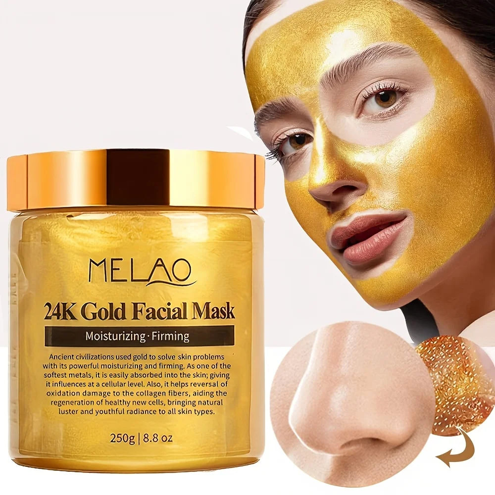 MELAO 24K Gold Face Mask – Collagen Moisturizing Facial Mask for Radiant Skin