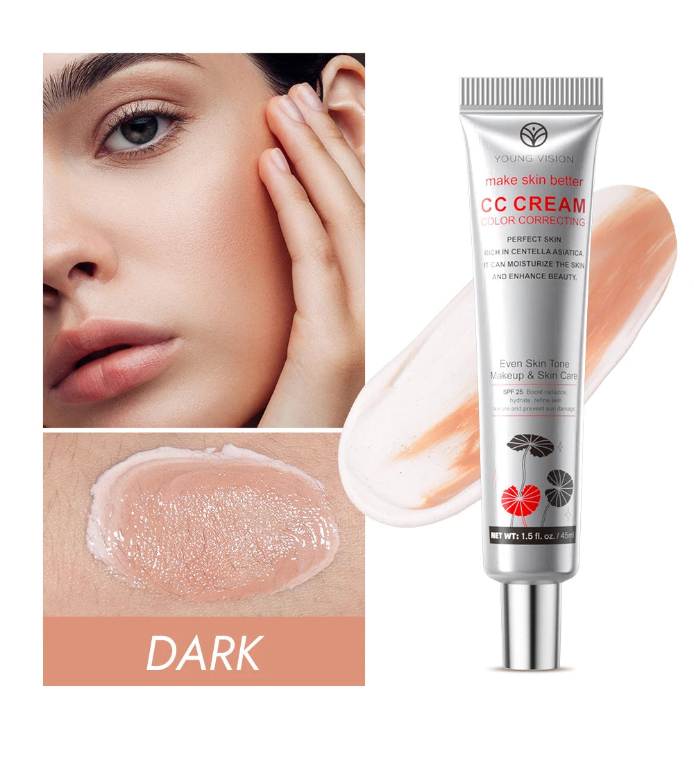 2-Color Brightening CC Cream with Puff – Even Skin Tone & Conceal Pores, Women’s Makeup Cosmetics
