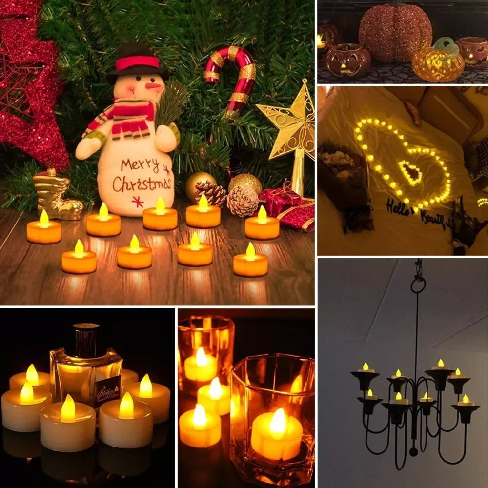LED Flameless Tea Candles – Battery-Powered Fake Candles for Home & Party Decor