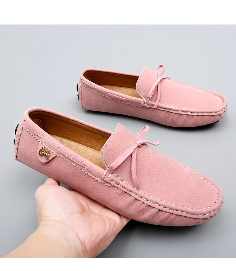 Pink Tassel Moccasin Loafers for Men – European Style Formal Dress & Party Shoes