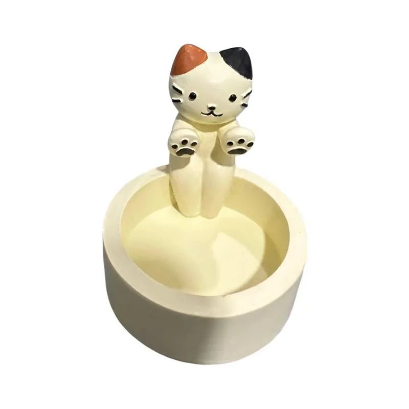 Cartoon Cat Tea Light Candle Holder – Cute Desktop Decorative Candlestick for Home & Office