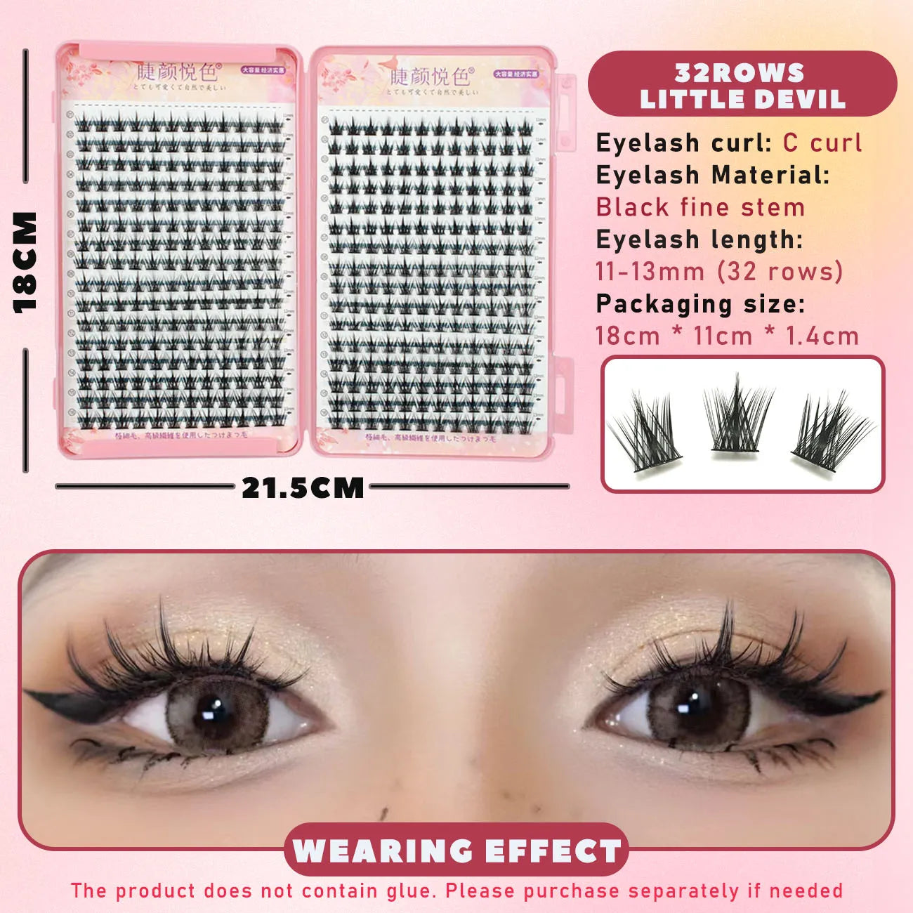 32 Rows Large Capacity Eyelash Extensions Professional Individual Cluster DIY Natural False Lashes