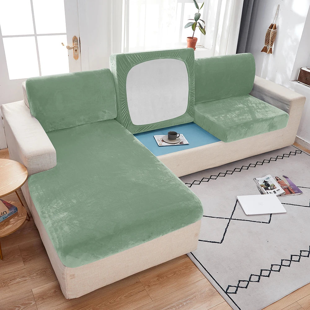 Plush Elastic Sofa Slipcover – Anti-Slip Couch Cover for Home & Office
