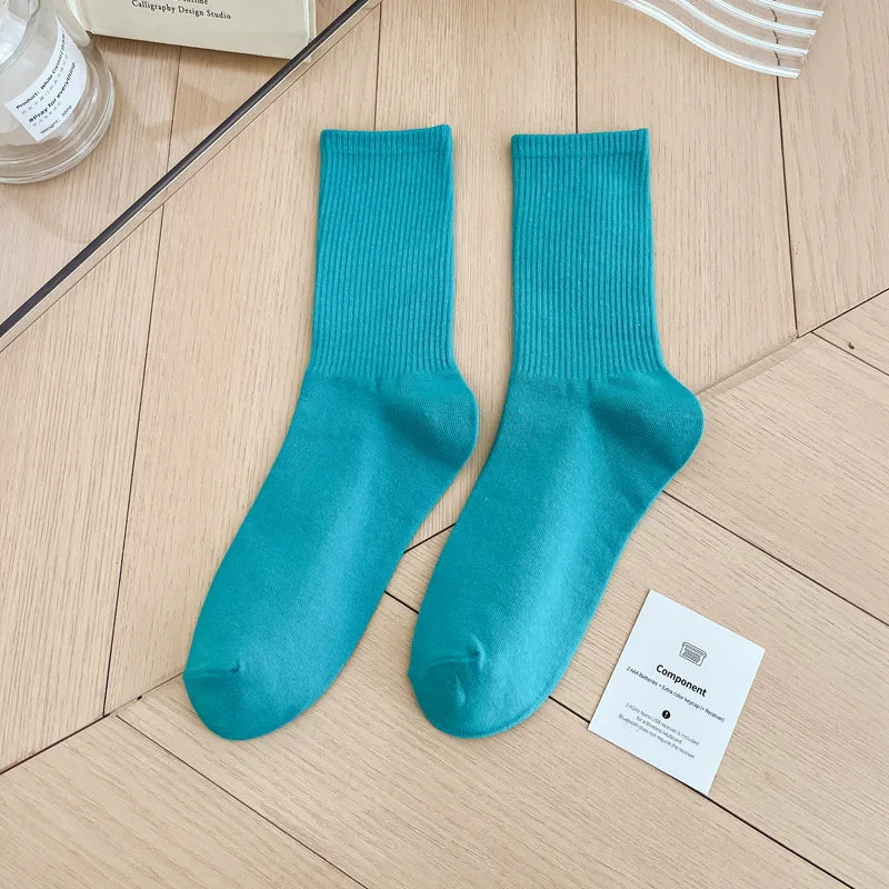 Japanese Fashion Sports Socks – Unisex Cotton Street Style Crew Socks for Autumn & Winter