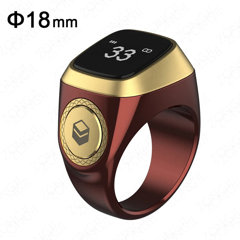 IQibla Smart Zikr Ring Digital Tasbih Counter with Prayer Reminder