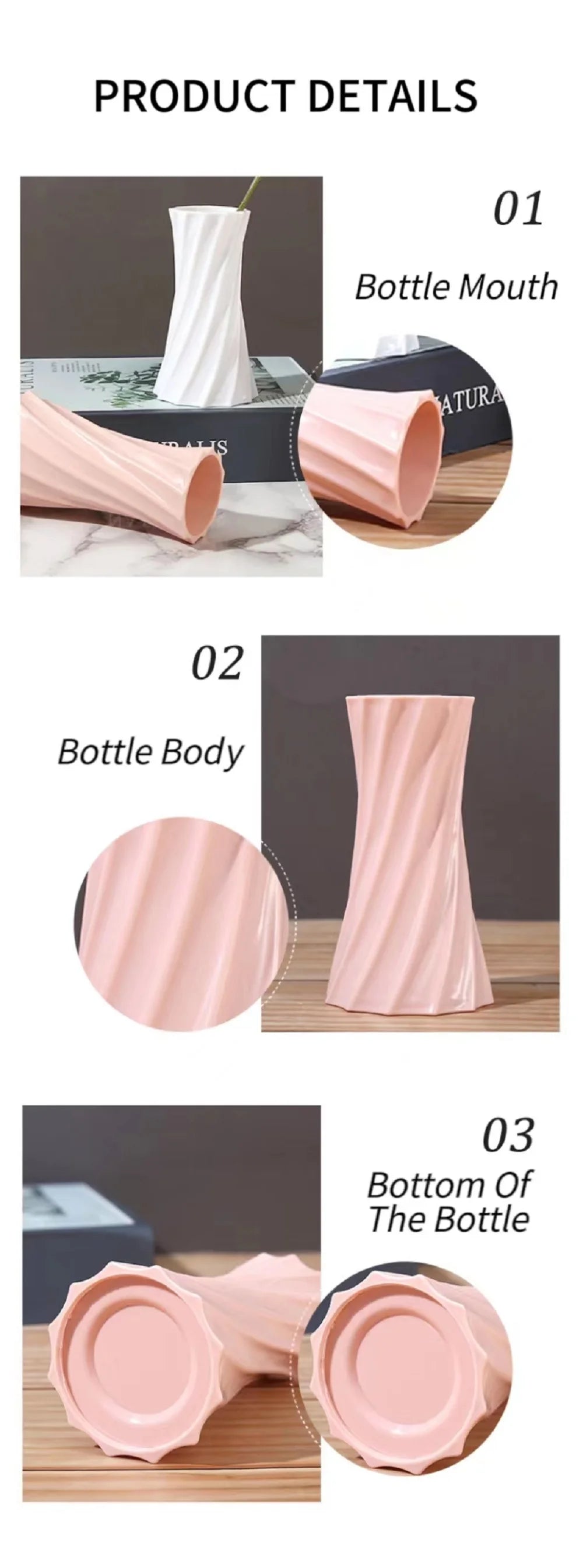 Nordic Flower Vase – Imitation Ceramic Plastic Vase for Home, Desktop & Event Décor