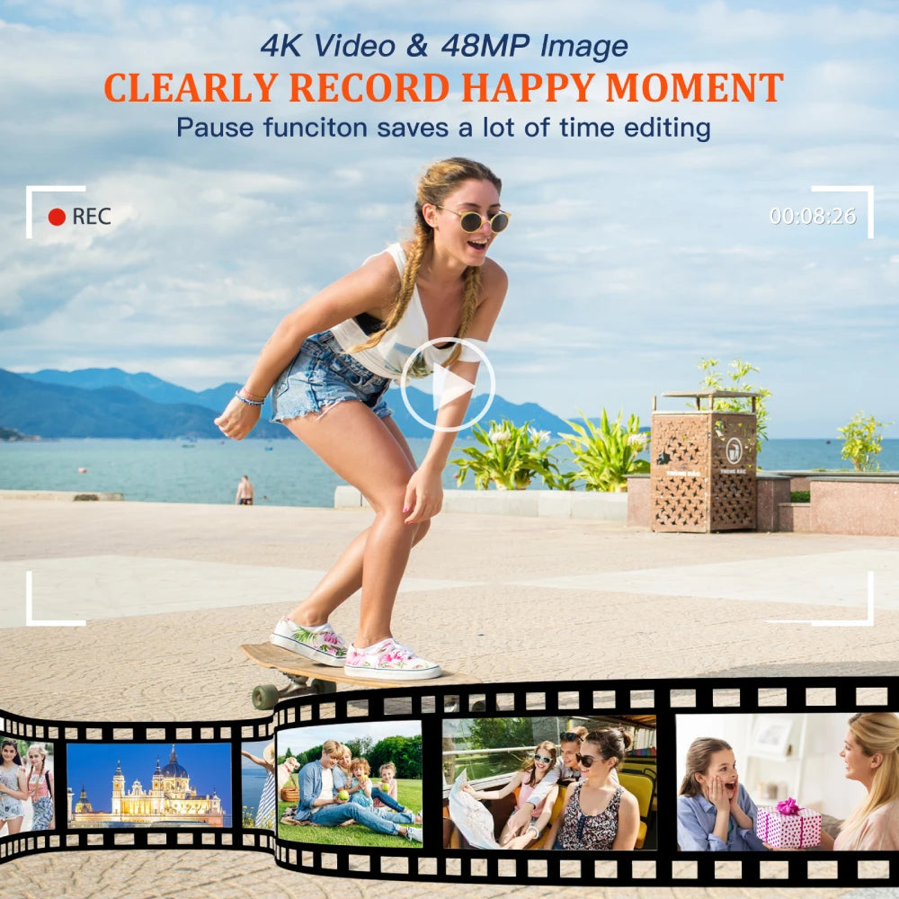 4K 48MP Auto Focus Vlogging Camera with Flash & Viewfinder – YouTube Video Camera with Anti-Shake & Dial Control