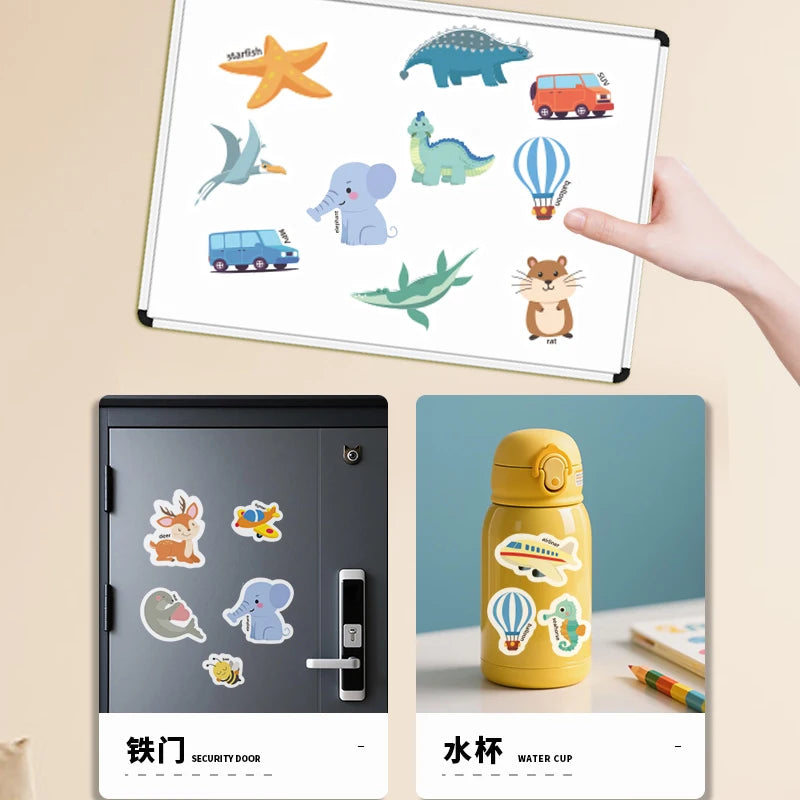 Reusable Magic Sticker Book – DIY Cartoon Animal Puzzle Learning Toy for Kids