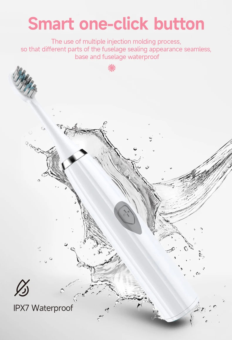 Electric Adult Toothbrush Soft Bristle IPX6 Waterproof