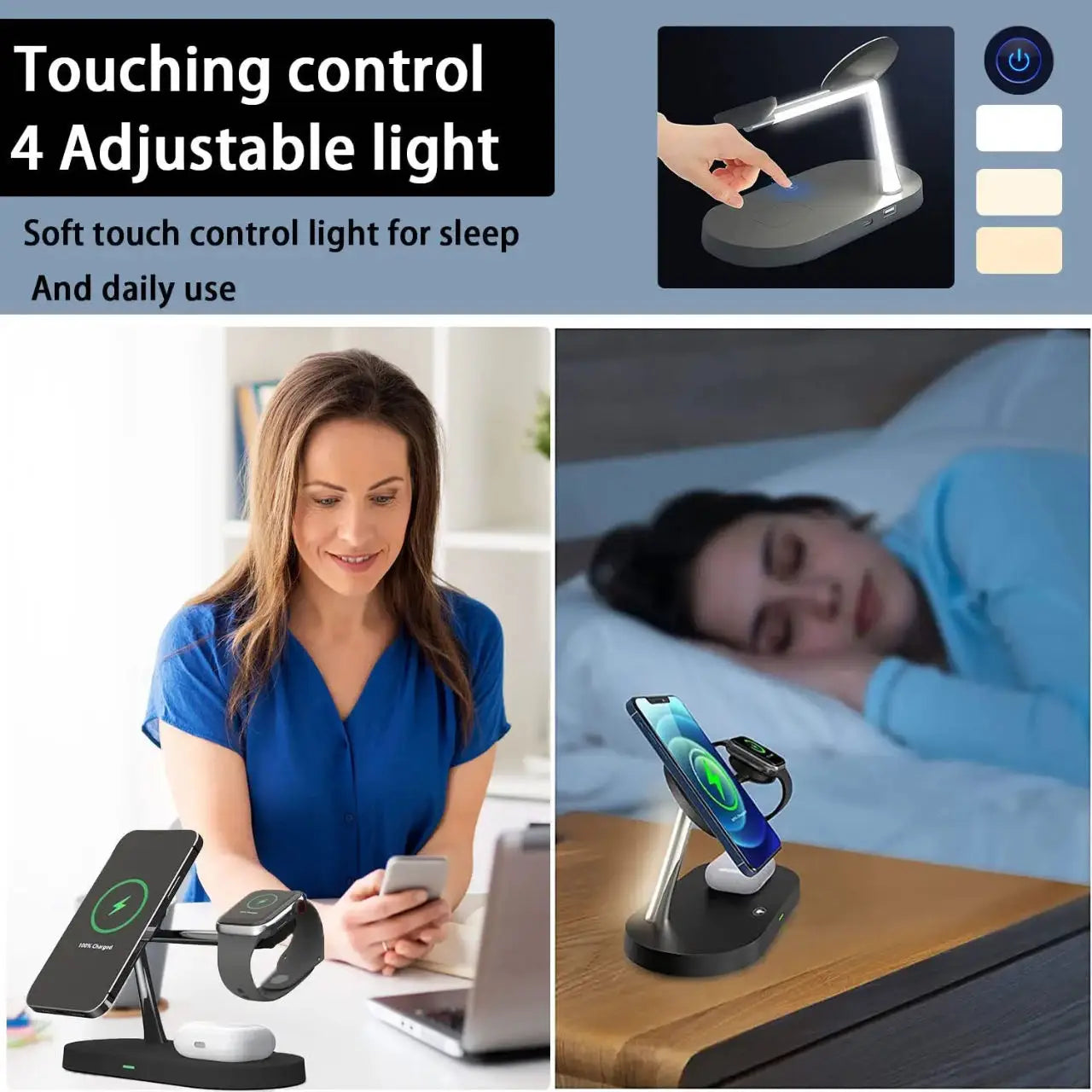 3 in 1 Wireless Charger Stand Magnetic For iPhone 12 13 14 15 16 Fast Charging Station for Apple Watch 9 8 7 6 5 Airpods 2 3 Pro