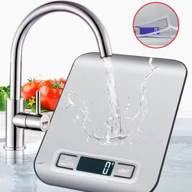 Digital Kitchen Scale – 5kg/1g LED Stainless Steel Weighing Scale