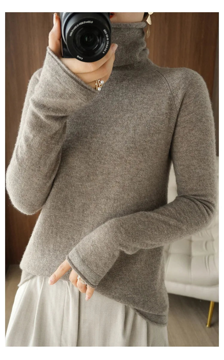 Autumn Winter Women Sweaters Turtleneck Long Sleeve Solid Slim Fit Basic Knit Tops Warm Bottoming Shirts High Strecth Pullovers