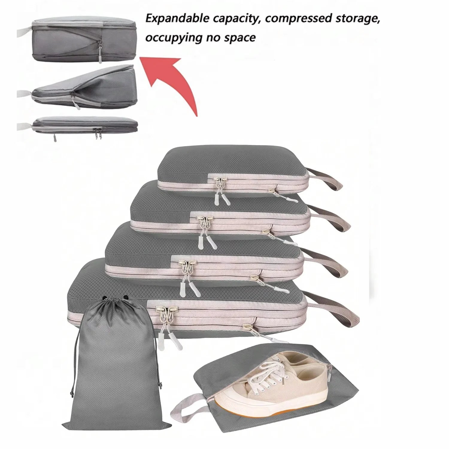 Set/8 pcs Compressible Packing Travel Storage Bag Cubes Waterproof Suitcase Nylon Portable With Handbag Luggage Organizer Ryanai