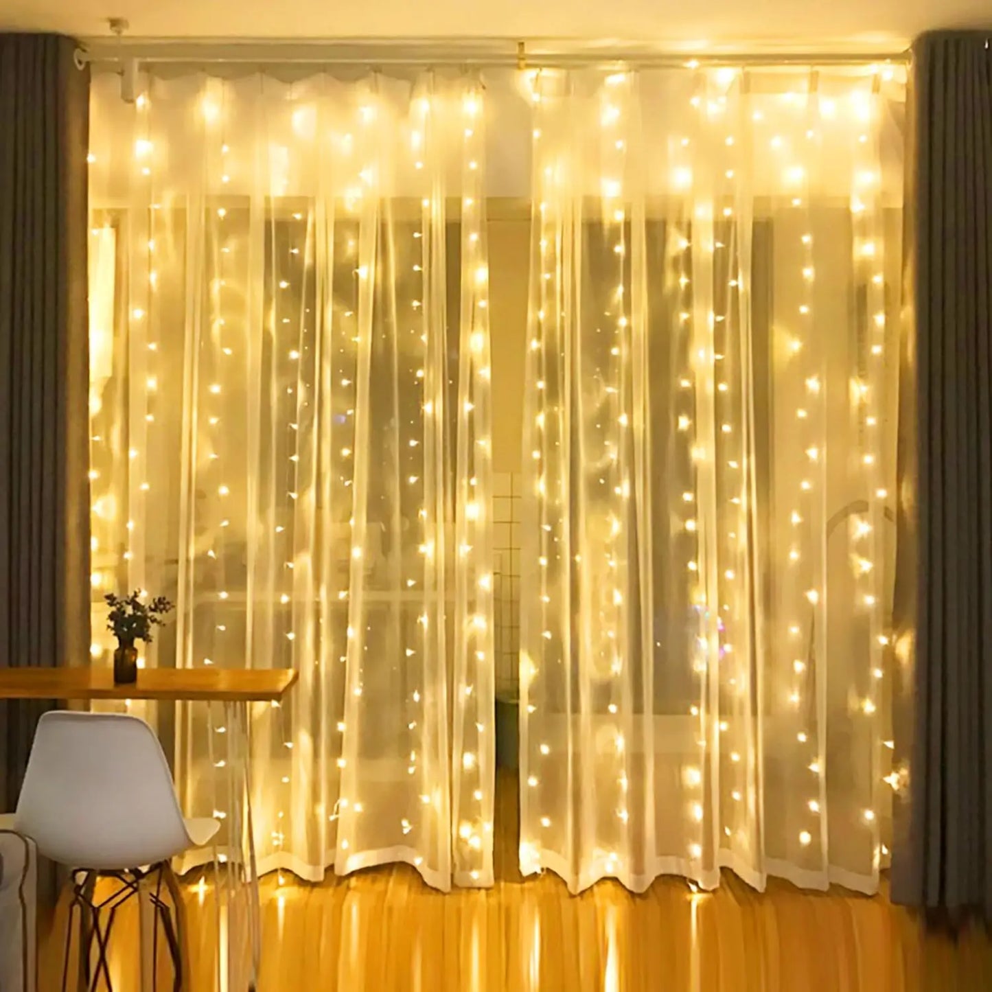 300LED Curtain Fairy Lights – 8 Modes Twinkle String Lights with Remote for Bedroom & Wedding Decor