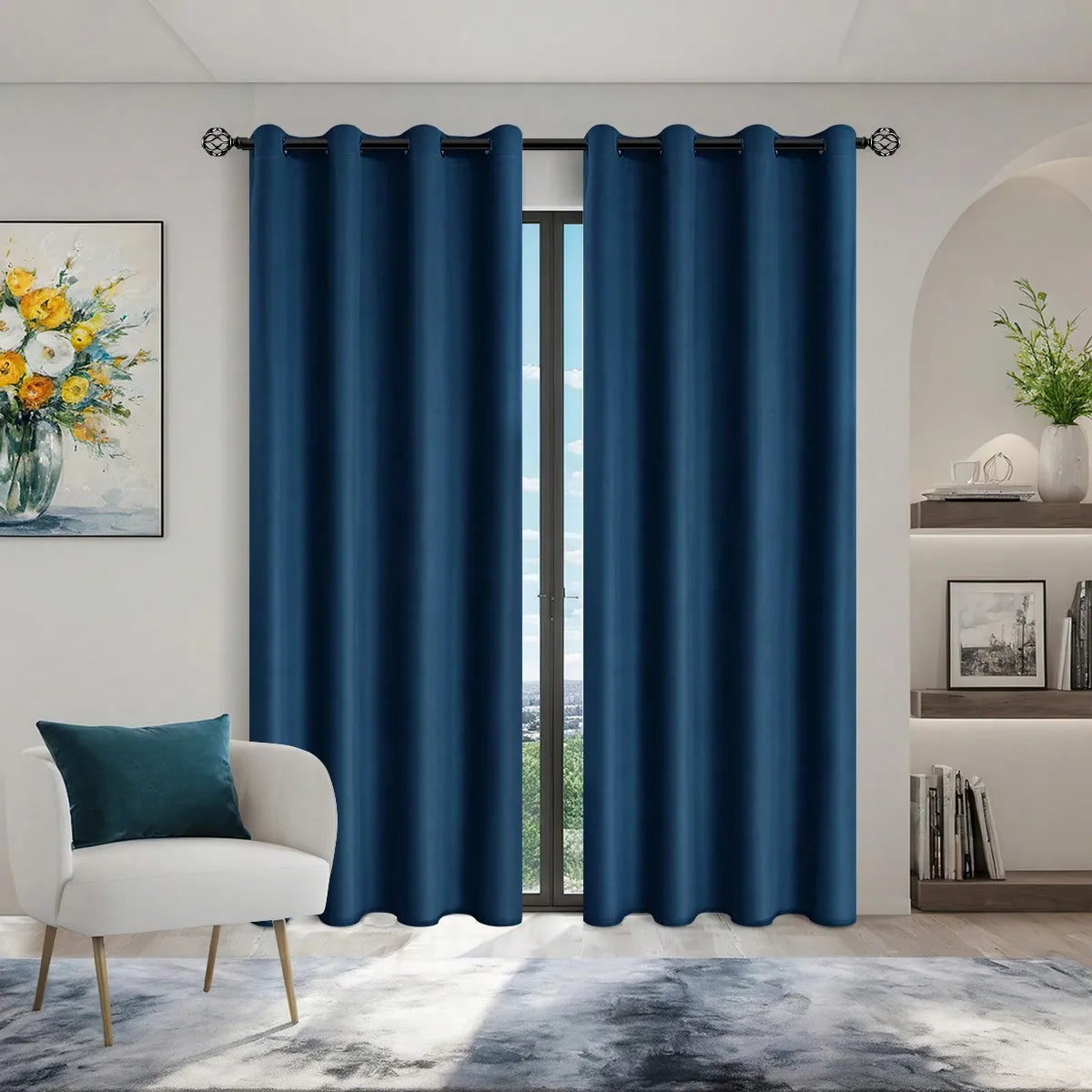 1pc Solid Blackout Curtain with Grommets – Total Privacy Bedroom Drapes