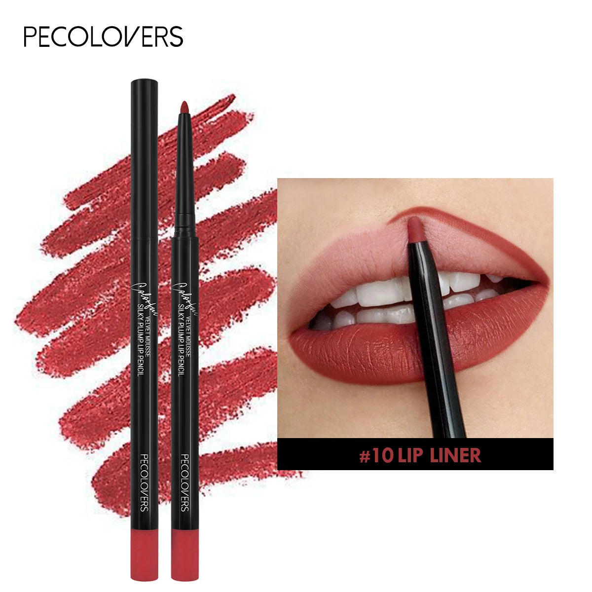 Waterproof Matte Lipliner Pencil – Red Contour Lipstick, Long-Lasting, Non-Stick & Moisturizing (12 Colors)