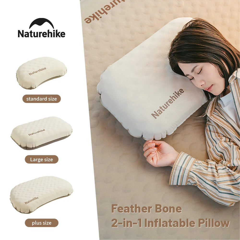 Naturehike 2-in-1 Camping Inflatable Pillow Portable Waterproof Adjustable Lumbar Neck Pillow Comfortable Outdoor Travel Pillow
