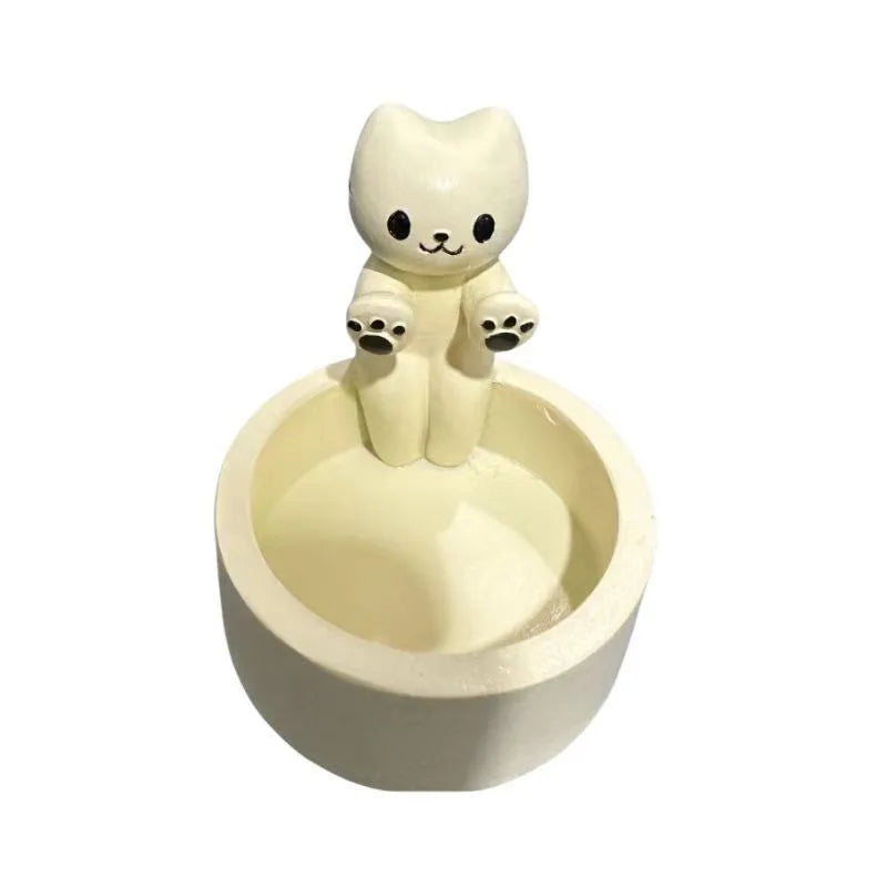 Cartoon Cat Tea Light Candle Holder – Cute Desktop Decorative Candlestick for Home & Office