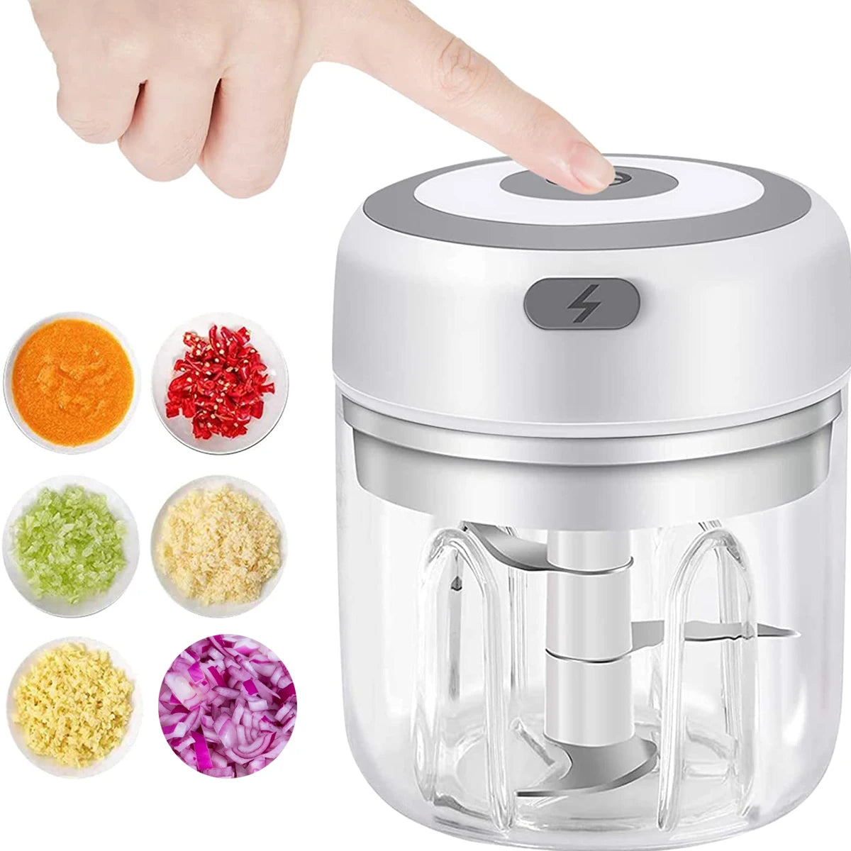 Electric Mini Garlic Chopper – USB Rechargeable Garlic & Meat Masher