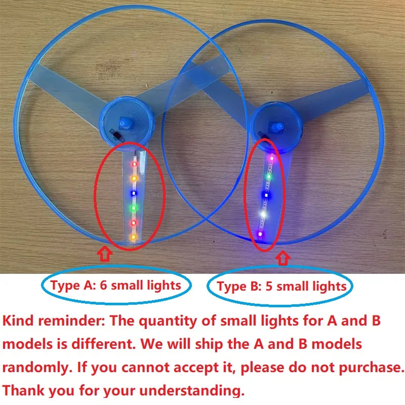 LED Luminous Flying Disc Toy – Pull String Spinning UFO for Kids