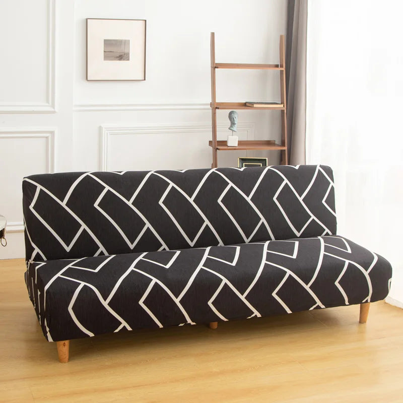 Armless Futon Sofa Cover Spandex Non-Slip Furniture Protector Removable Washable Folding Sofa Bed Cover For Bedroom Living Room