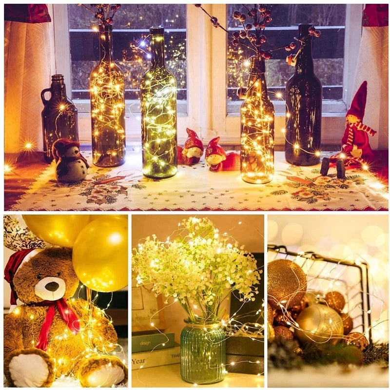 Fairy String Lights – 1/5/10pcs Battery-Powered LED Garland for Home & Holiday Decor