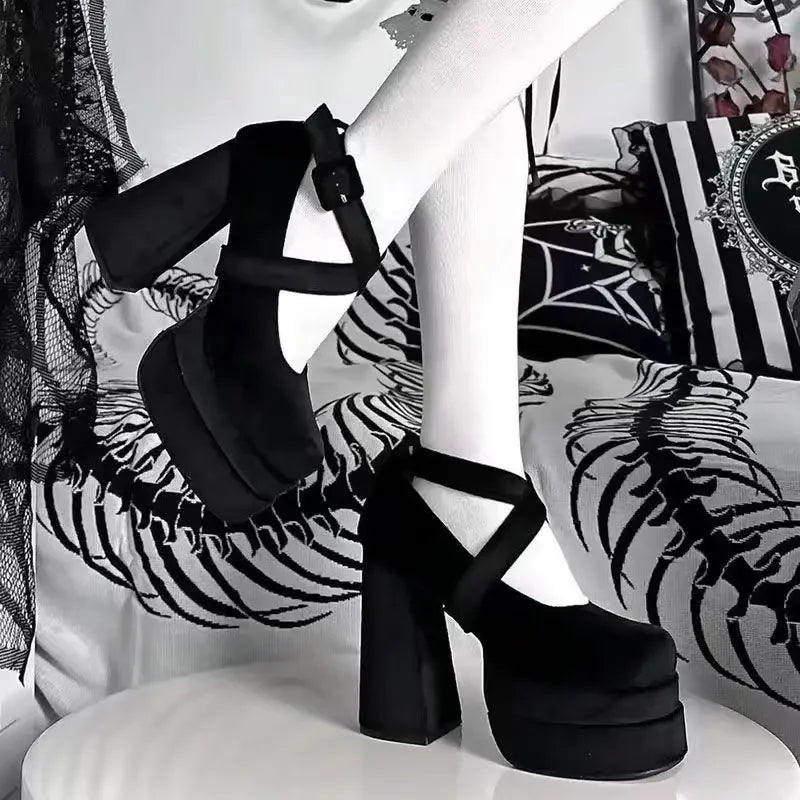 Retro Pink Mary Janes High Heels – French Thick Heel Wedding & Party Shoes for Women