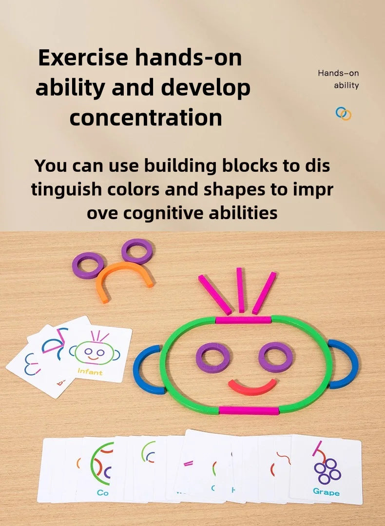 Kids Wooden Shape Board – Montessori Early Education Puzzle & Building Toy