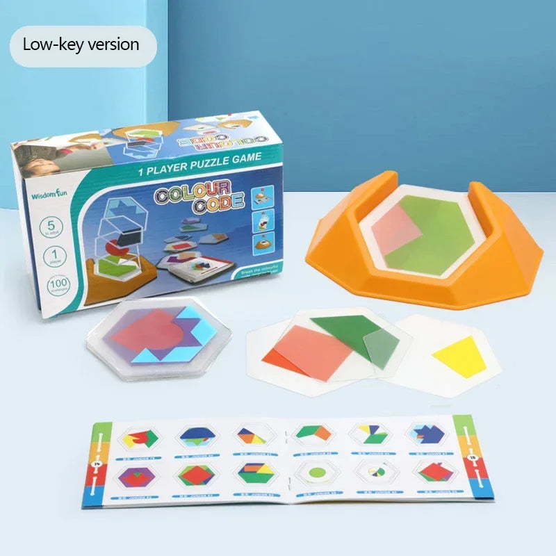 100 Challenge Color Code Puzzle Game – Interactive Tangram Jigsaw Board Educational Toy for Kids’ Spatial Learning