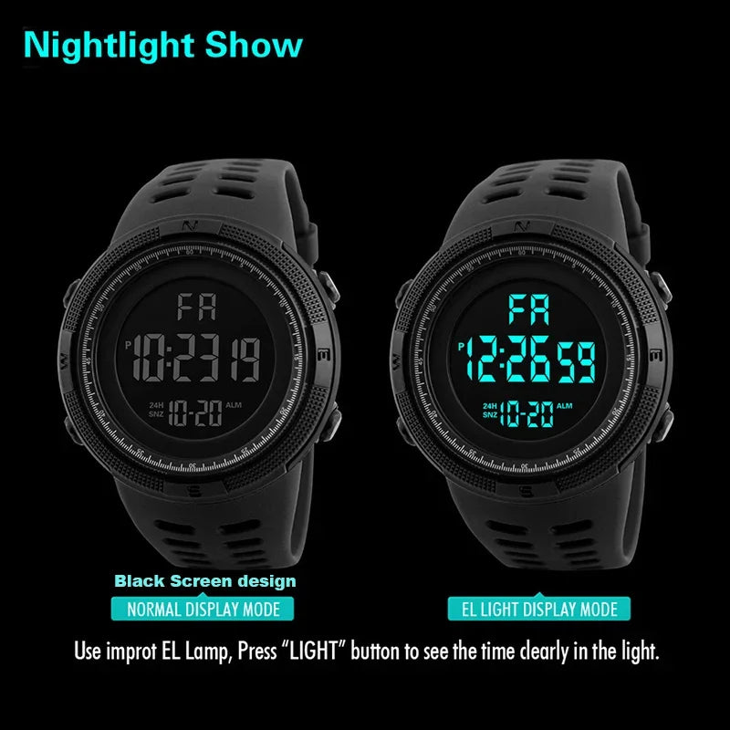 YIKAZE Y01 Military Digital Sports Watch – Waterproof Multifunction Men’s Electronic Wristwatch