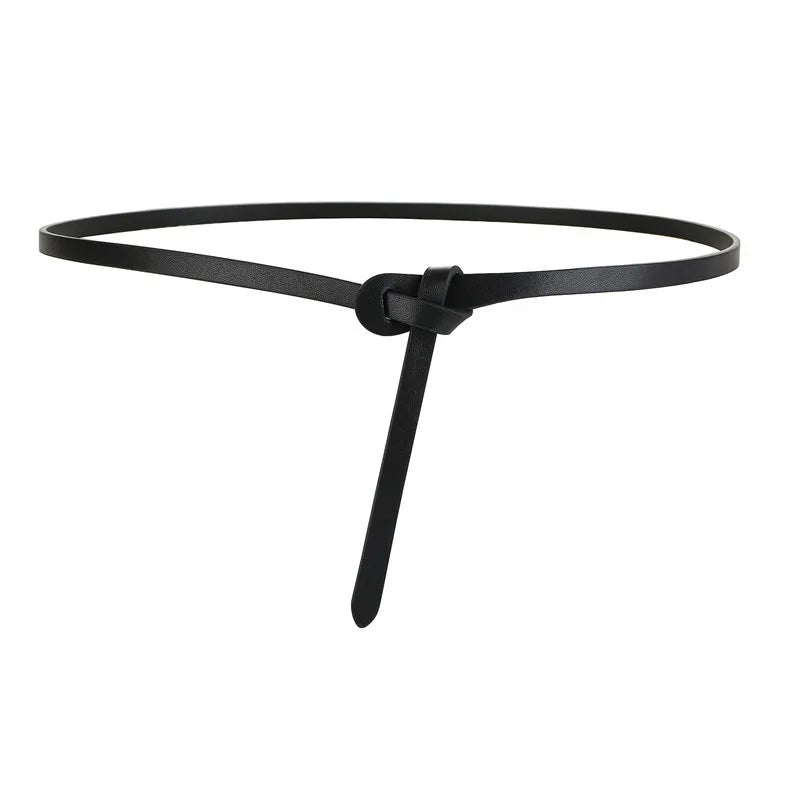 Cowhide Leather Ladies Belt – Soft Genuine Leather Knotted Strap Corset Belt, Gothic Retro Luxury Designer