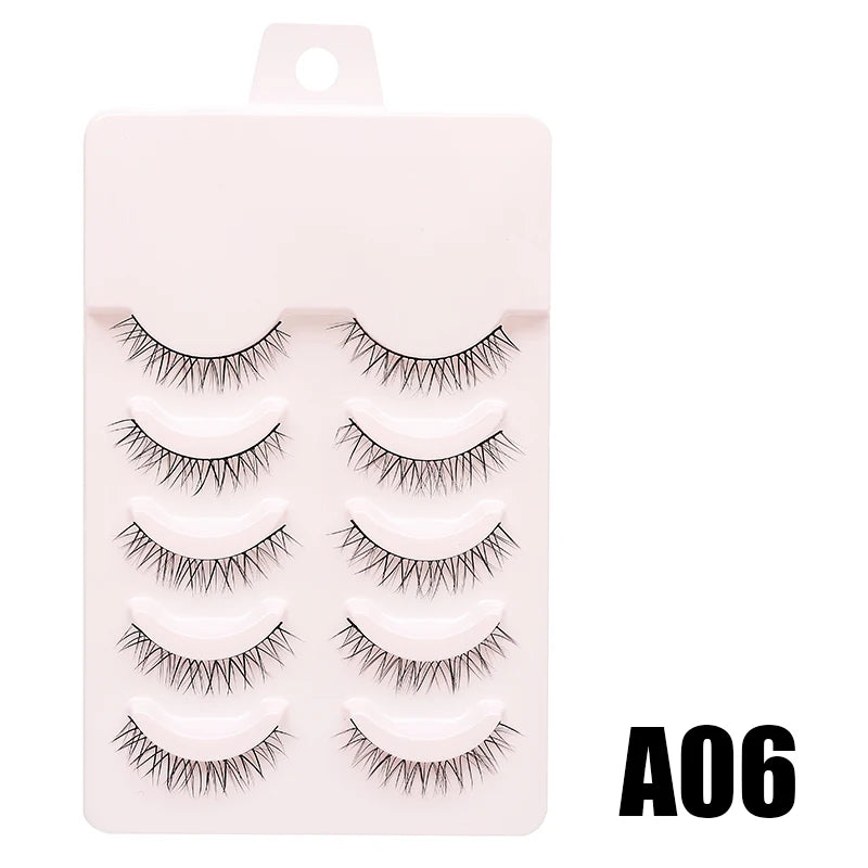 DINGSEN Anime Fake Eyelashes – 5 Pairs Natural Manga Lashes with Clear Band