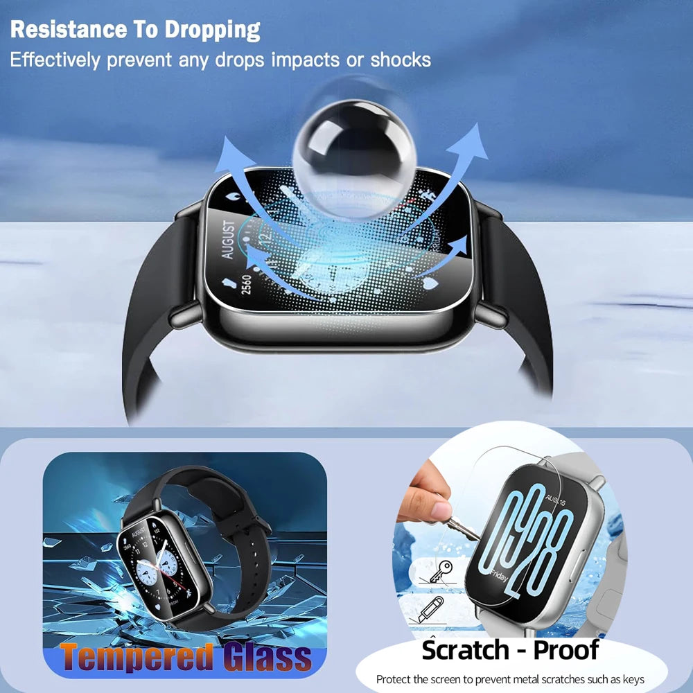 Tempered Glass Screen Protector for Xiaomi Redmi Watch 5 Active/Lite & Watch 4 – HD Clear Anti-Scratch Protective Film