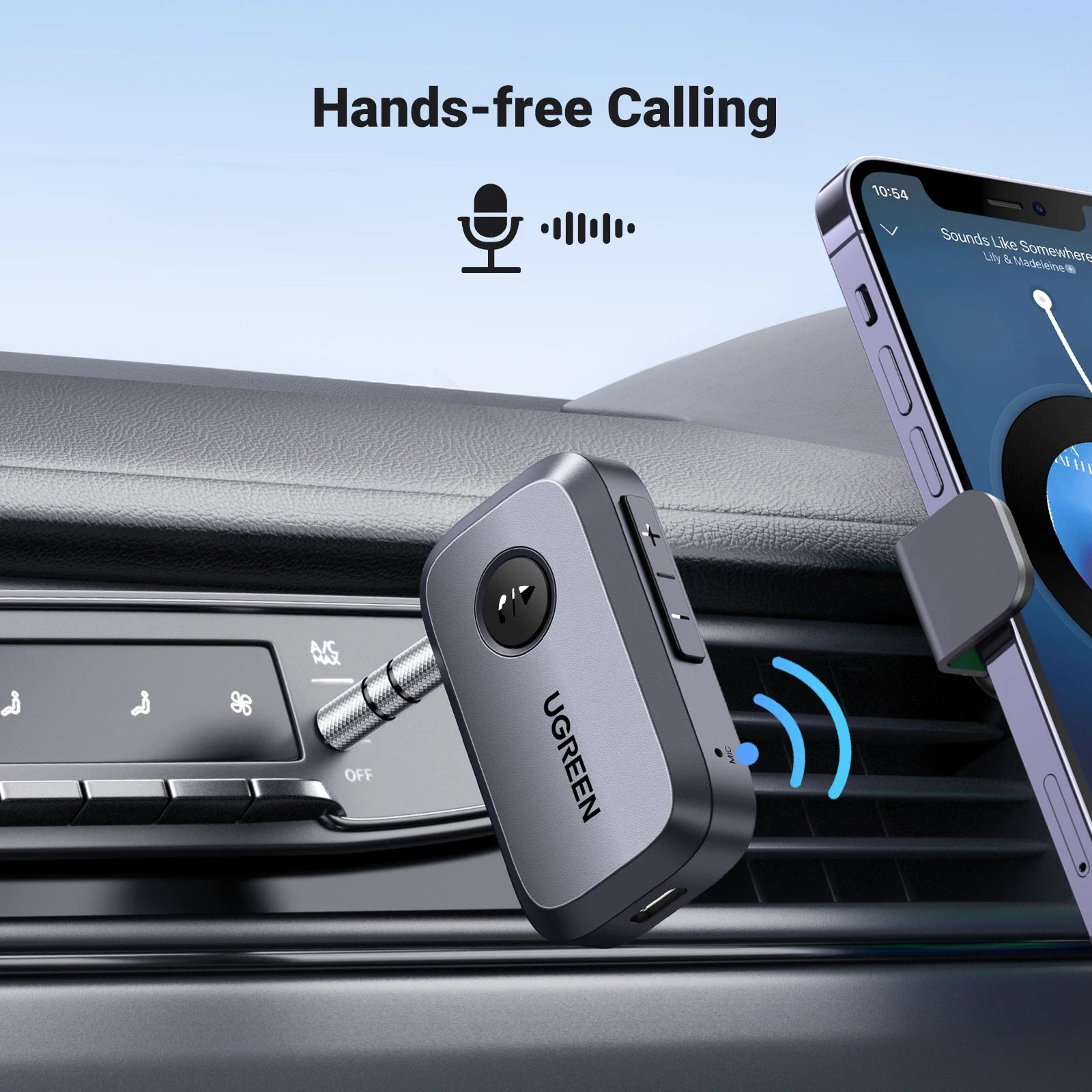 UGREEN Bluetooth Audio Receiver – Wireless 3.5mm Car Adapter, Handsfree Bluetooth 5.3