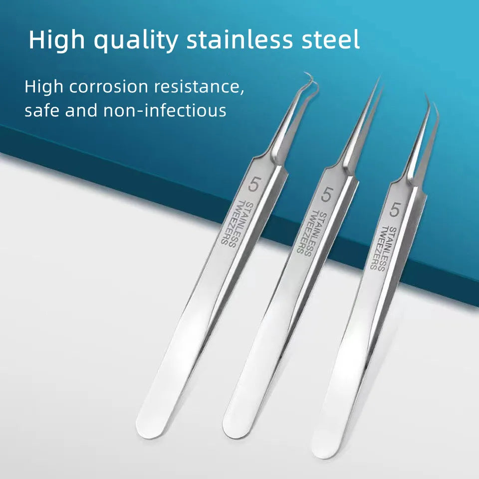 German Ultra-Fine No. 5 Blackhead Remover Tweezers – Precision Pimple Extractor, Acne Needle Tool for Face Care & Salon Use