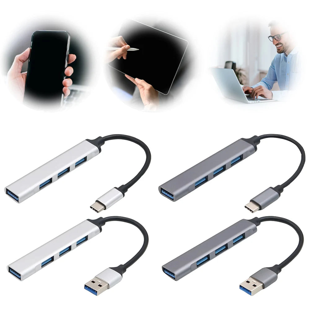 4-in-1 USB 3.0 Hub Adapter USB-C to Multiple USB Port Expander