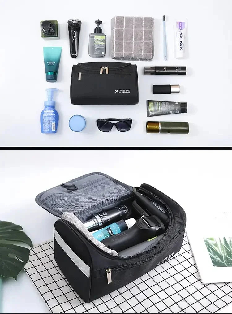 For Traveling Large Cosmetic Bag Leather Toiletry Bag for Men Women Dopp Kit Mens Hanging Toiletry Bag