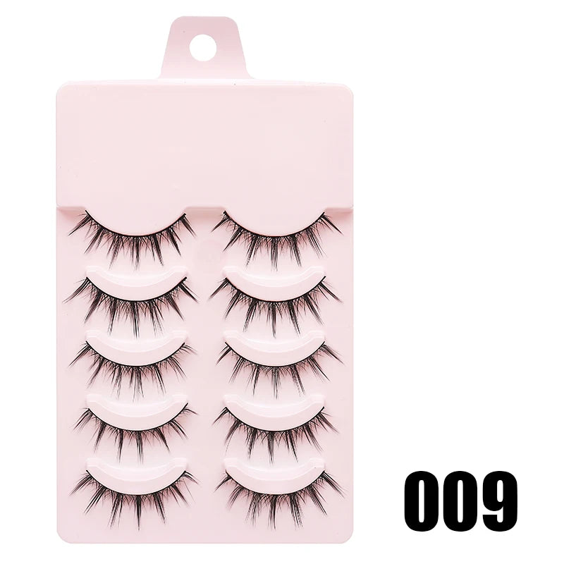 DINGSEN Anime Fake Eyelashes – 5 Pairs Natural Manga Lashes with Clear Band