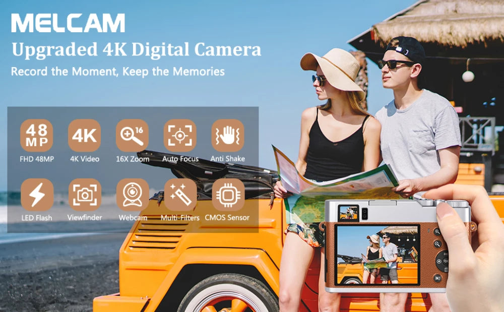 4K 48MP Auto Focus Vlogging Camera with Flash & Viewfinder – YouTube Video Camera with Anti-Shake & Dial Control
