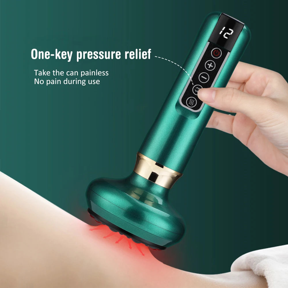 Electric Cupping Massager 6/12 Gear Vacuum Gua Sha Device – Anti-Cellulite Suction Heat Therapy Body Slimming Tool