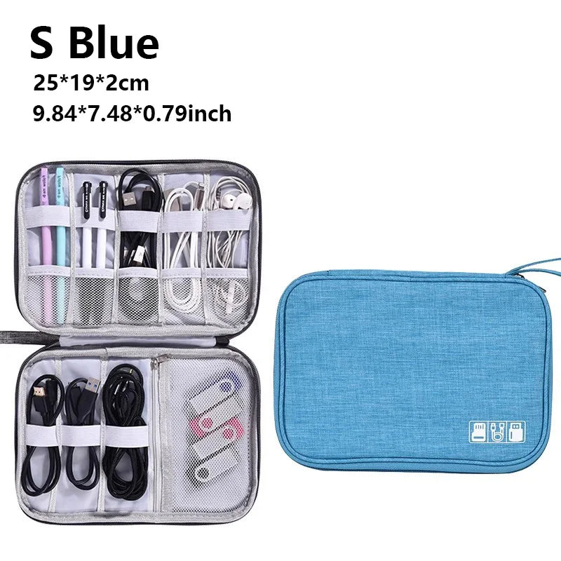 Waterproof Cable Storage Organizer Bag – Portable Travel Electronic Accessories Case for Cables & Chargers