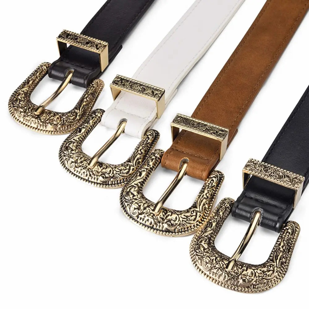 Vintage Carved PU Leather Belt – Punk Hip Hop Y2K Style Unisex