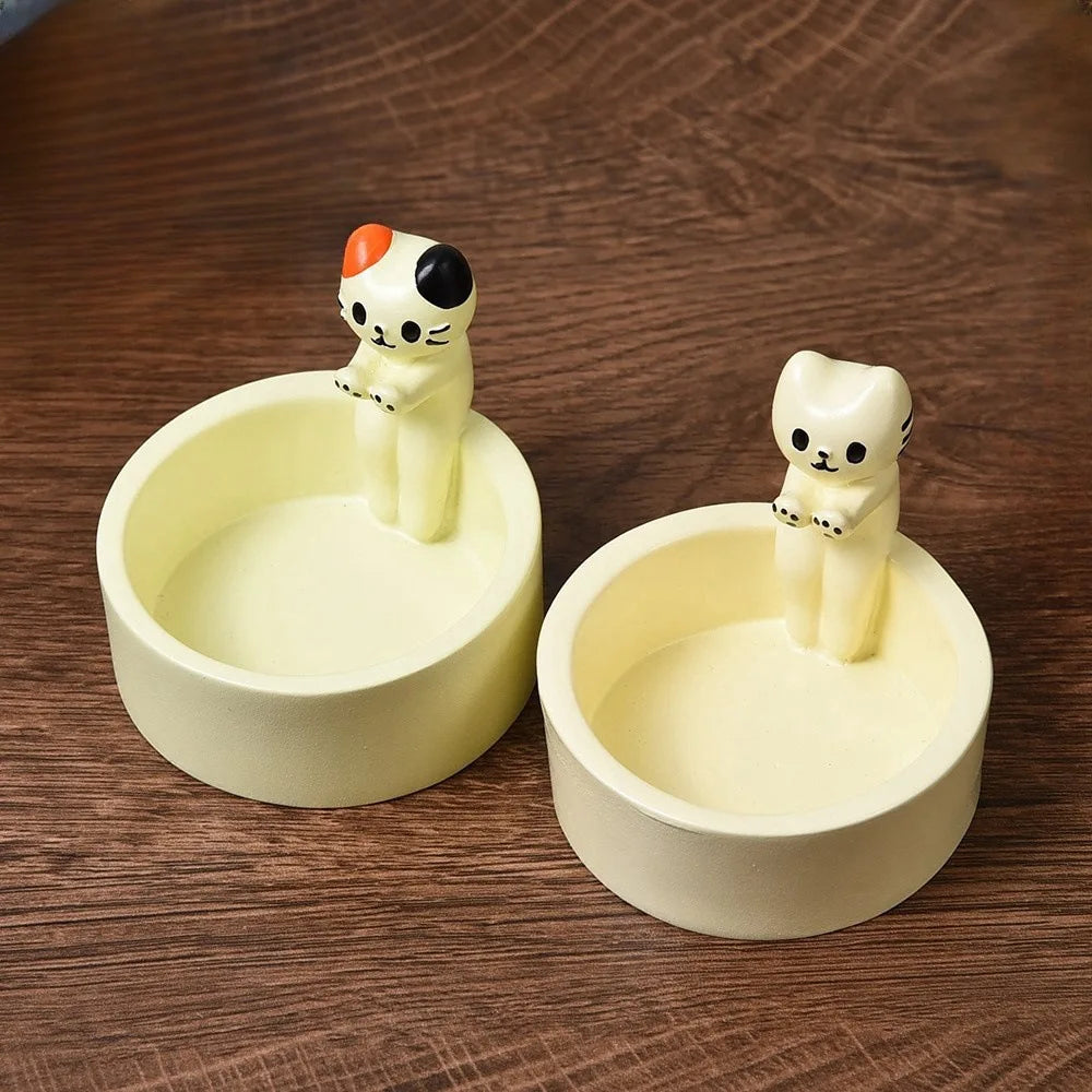 Cartoon Cat Tea Light Candle Holder – Cute Desktop Decorative Candlestick for Home & Office