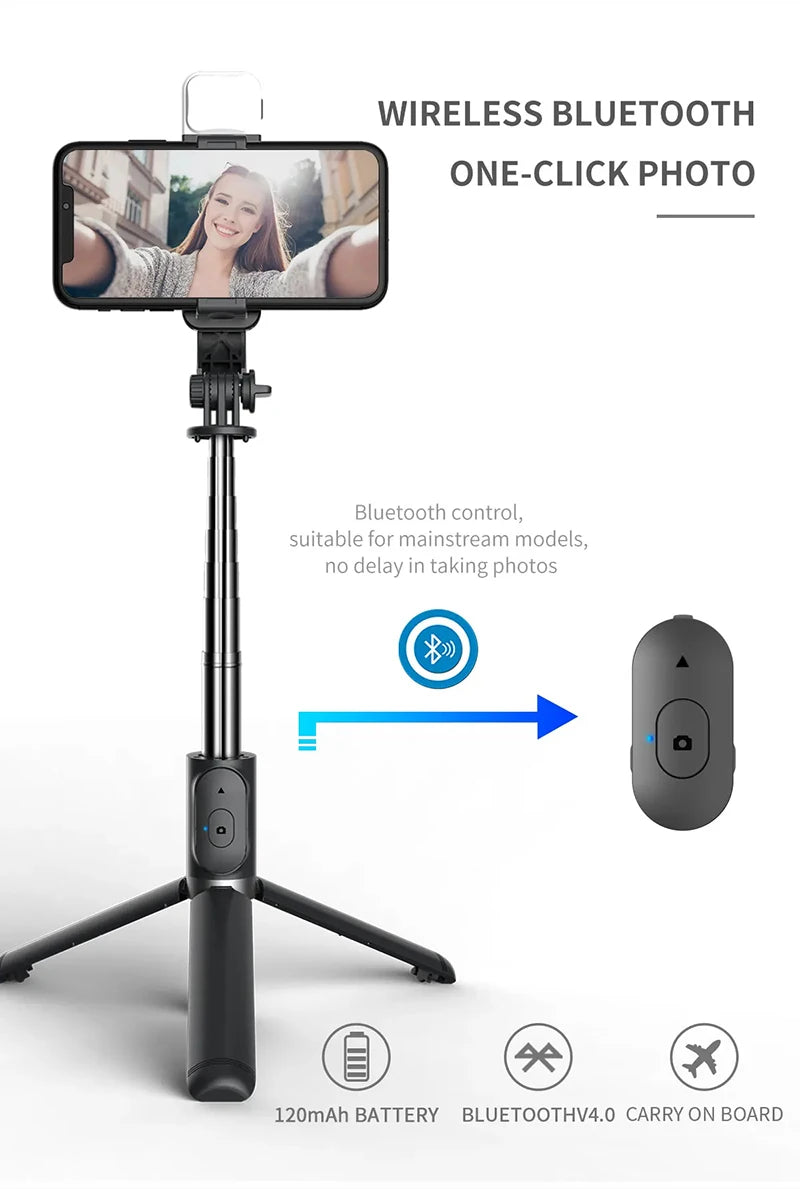 Xiaomi Selfie Stick 1045mm Bluetooth Tripod with LED Fill Light & Remote Shutter – Wireless Extendable Selfie Stand for Android & iPhone