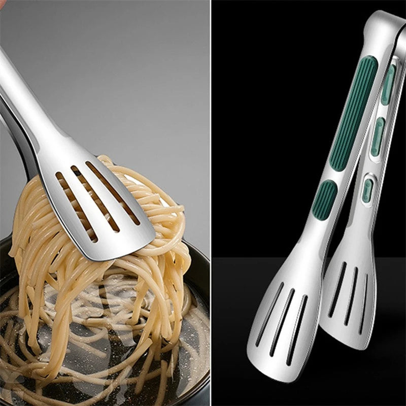 Non-Slip Stainless Steel Food Tongs – Meat, Salad & BBQ Clip