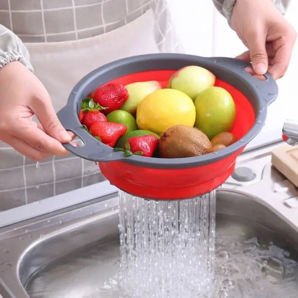Silicone Folding Drain Basket – Collapsible Fruit & Vegetable Strainer